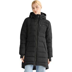 Women's Down Hooded Puffer Quilted Jacket Coat Black Winter Warm Outerwear